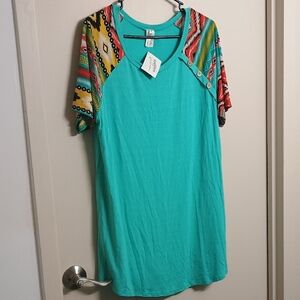 Now N Forever Women's Blouse with Kali Aztec Patterned Sleeves